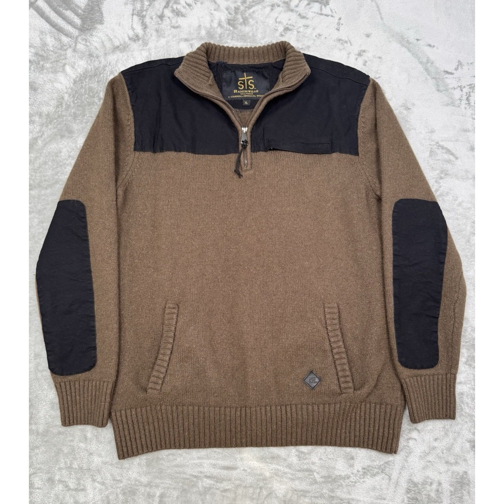 StS Ranchwear 1/4 Zip Pullover Mens XL Brown Wool Alamo Sweater Jacket Western